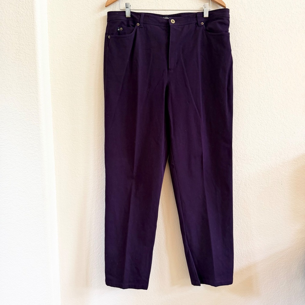Peck & Peck Collection Purple Straight Leg Cotton Stretch Pants Womens Size 16 - Picture 8 of 12